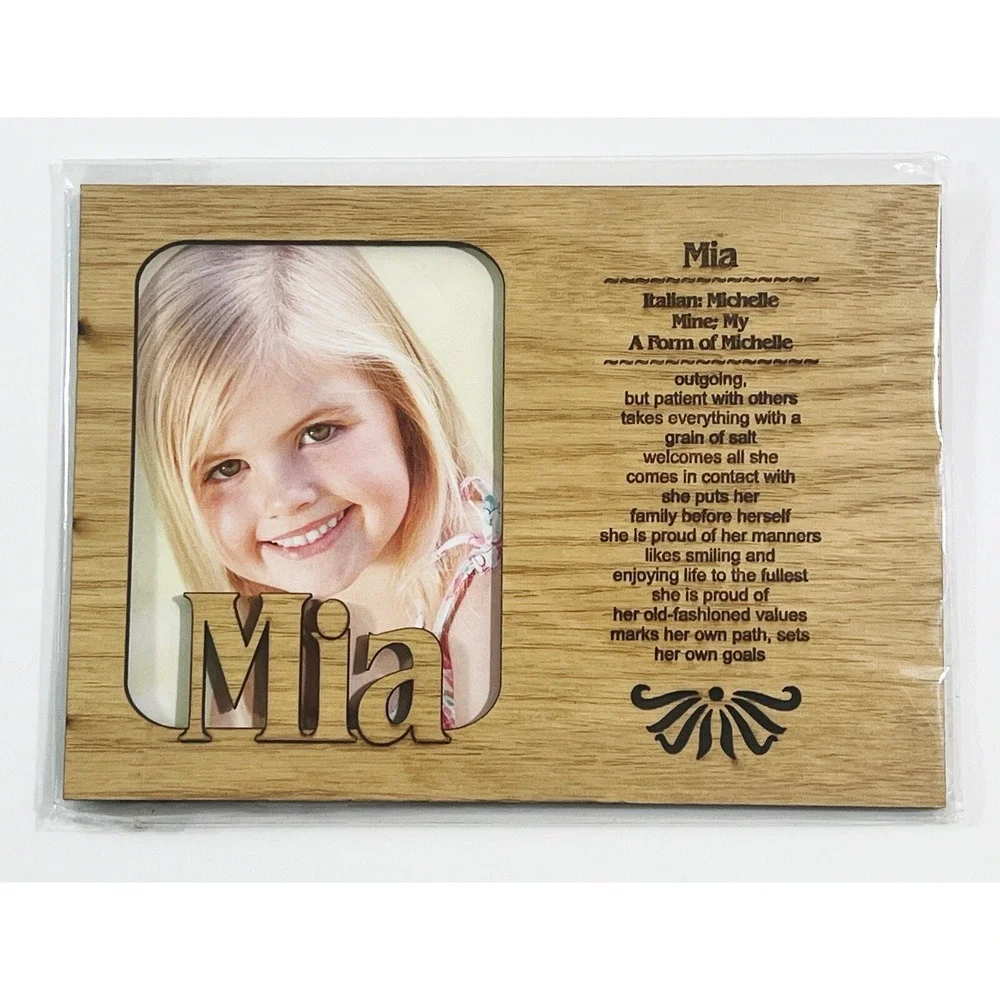 MIA‎ Personalized Name Profile Laser Engraved Wood Picture Frame Magnet